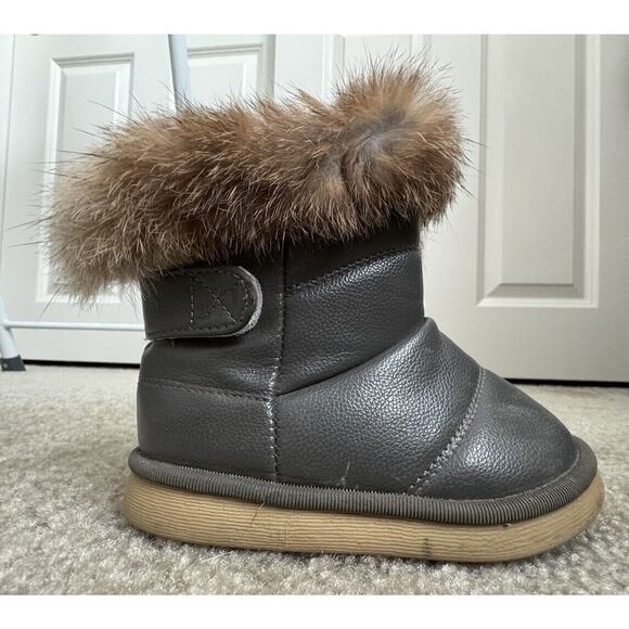 Rabbit Fur Top Comfy Kids Soft winter Boots Gray Toddler size 8 / 25 - Picture 3 of 8